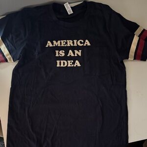 Navy Graphic T-Shirt with Red and White Accents